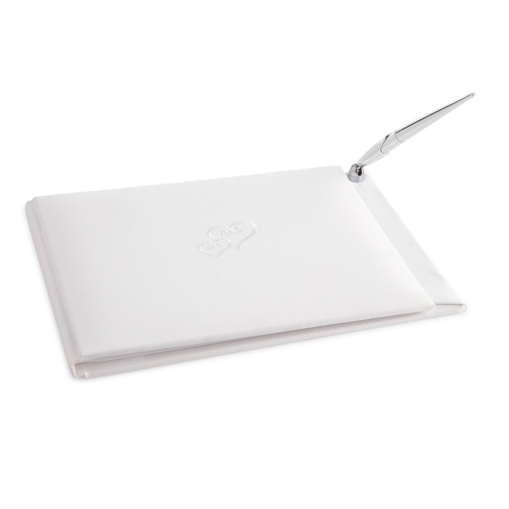 Victoria Lynn White Embroidered Guest Book Set